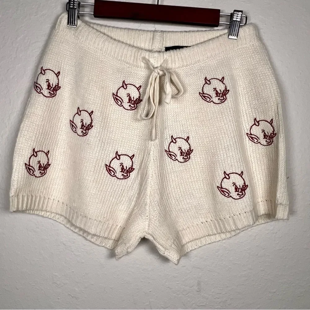 Embroidered Spirit jersey knitted shorts 🔥 devil 🔥 new